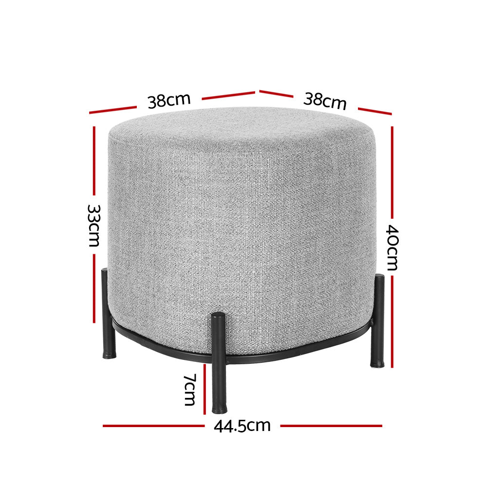 Ottoman Foot Stool Square Linen Grey | Grey colour