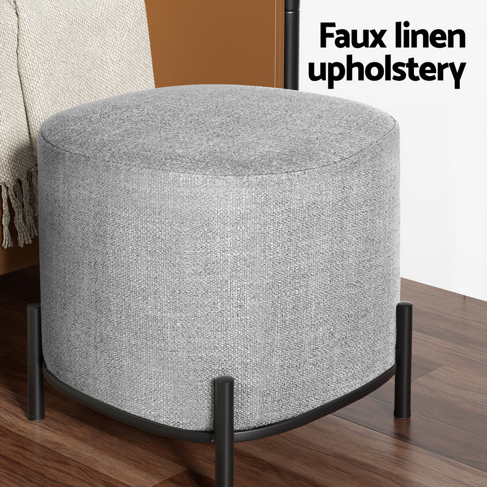 Grey colour - Ottoman Foot Stool Square Linen Grey