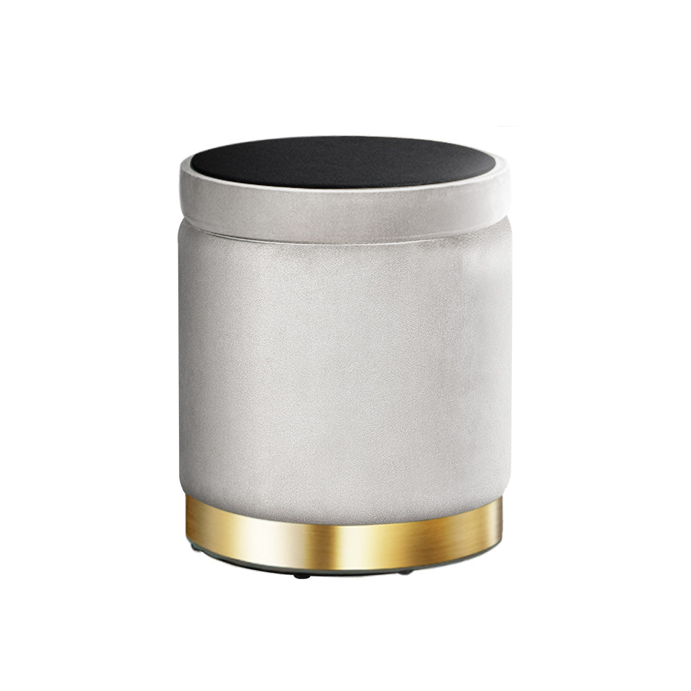 Versatile Round Velvet Ottoman Storage - Grey | Velvet finish