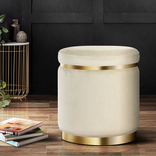Round Velvet Foot Stool Ottoman Foot Rest Pouf Pouffe Padded