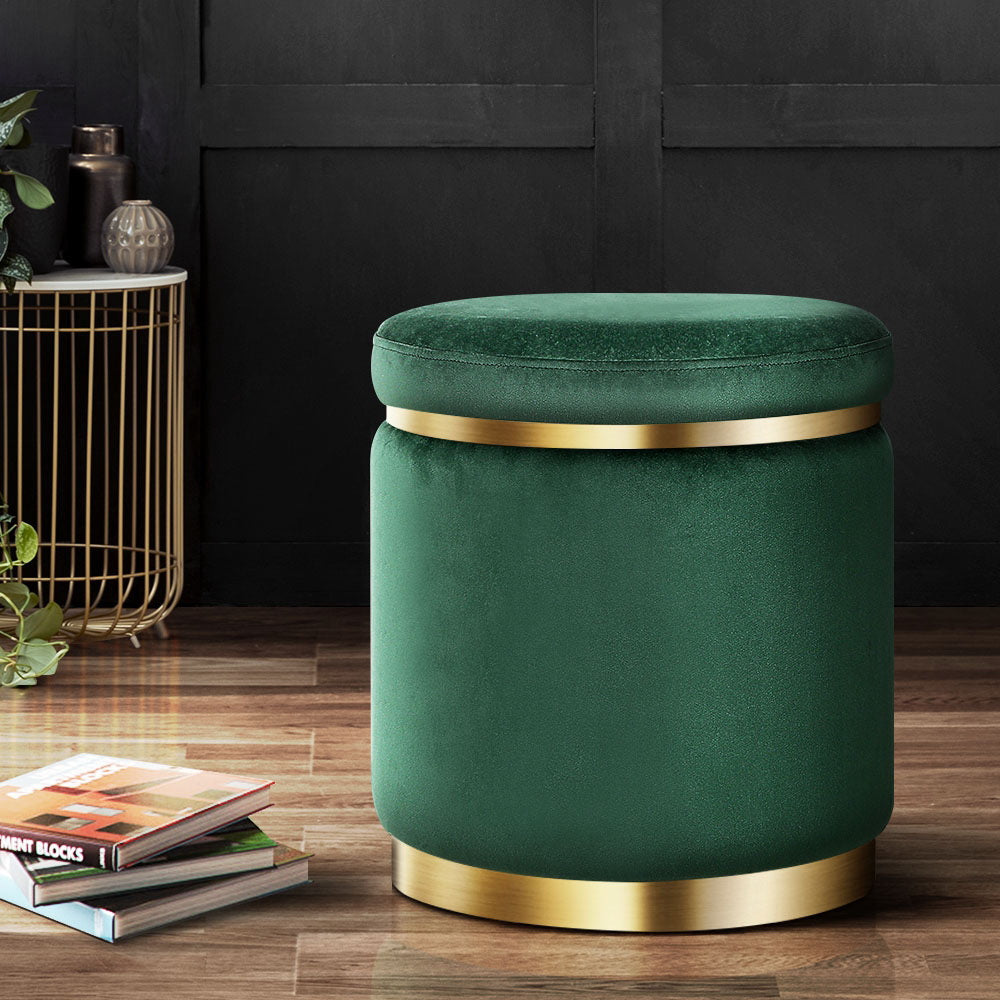 Ottoman Round Velvet Foot Stool Foot Rest Pouffe Padded Seat Pouf Home Decor