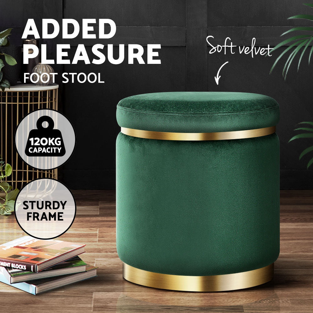 Ottoman Round Velvet Foot Stool Foot Rest Pouffe Padded Seat Pouf Home Decor