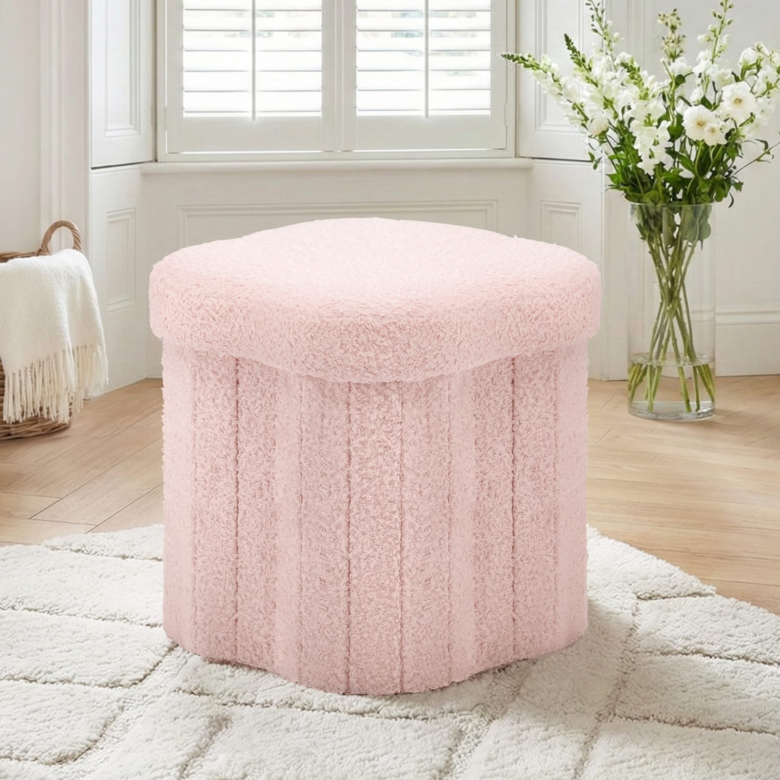 Pink stool 32x32x31cm, side view