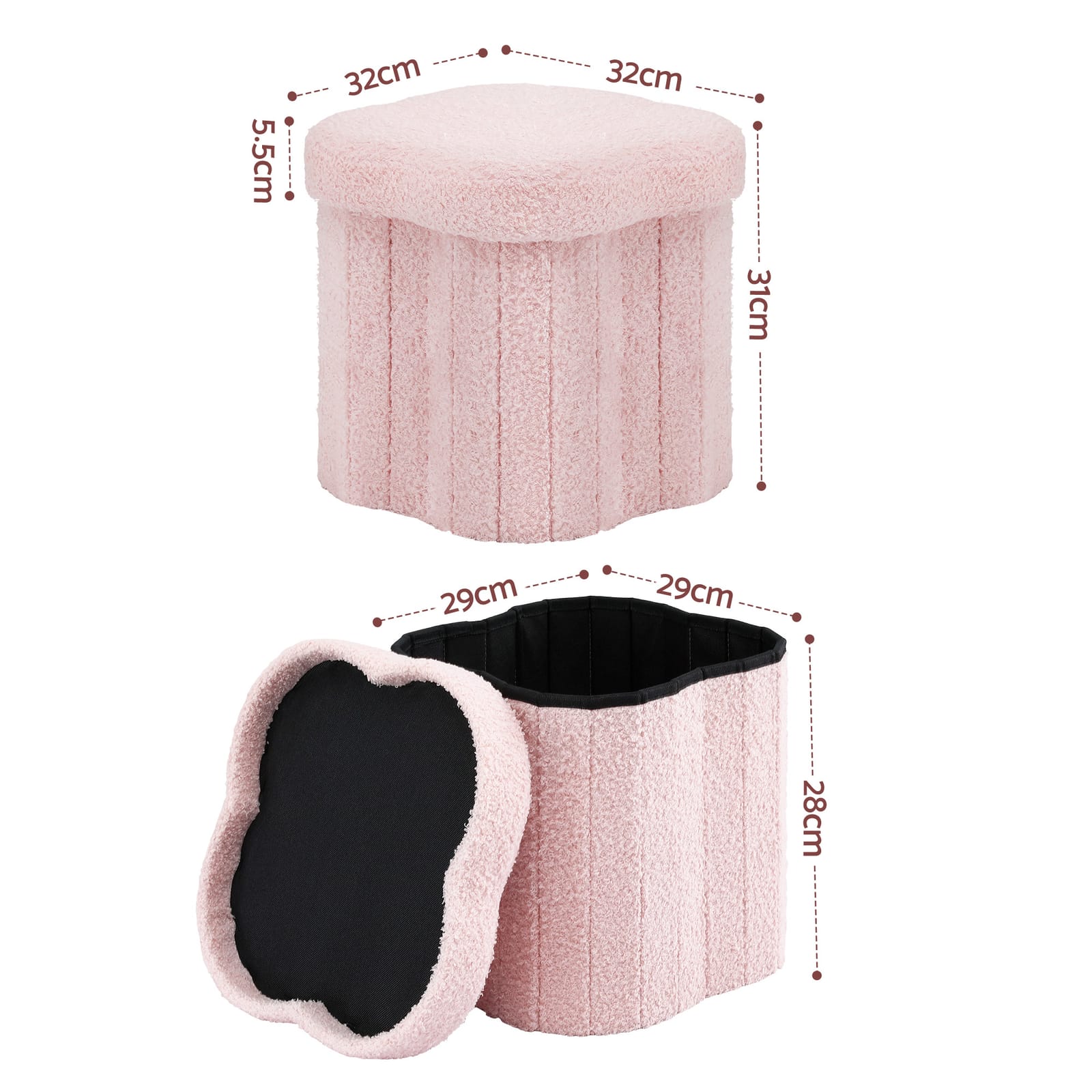 Pink stool 32x32x31cm, rear view