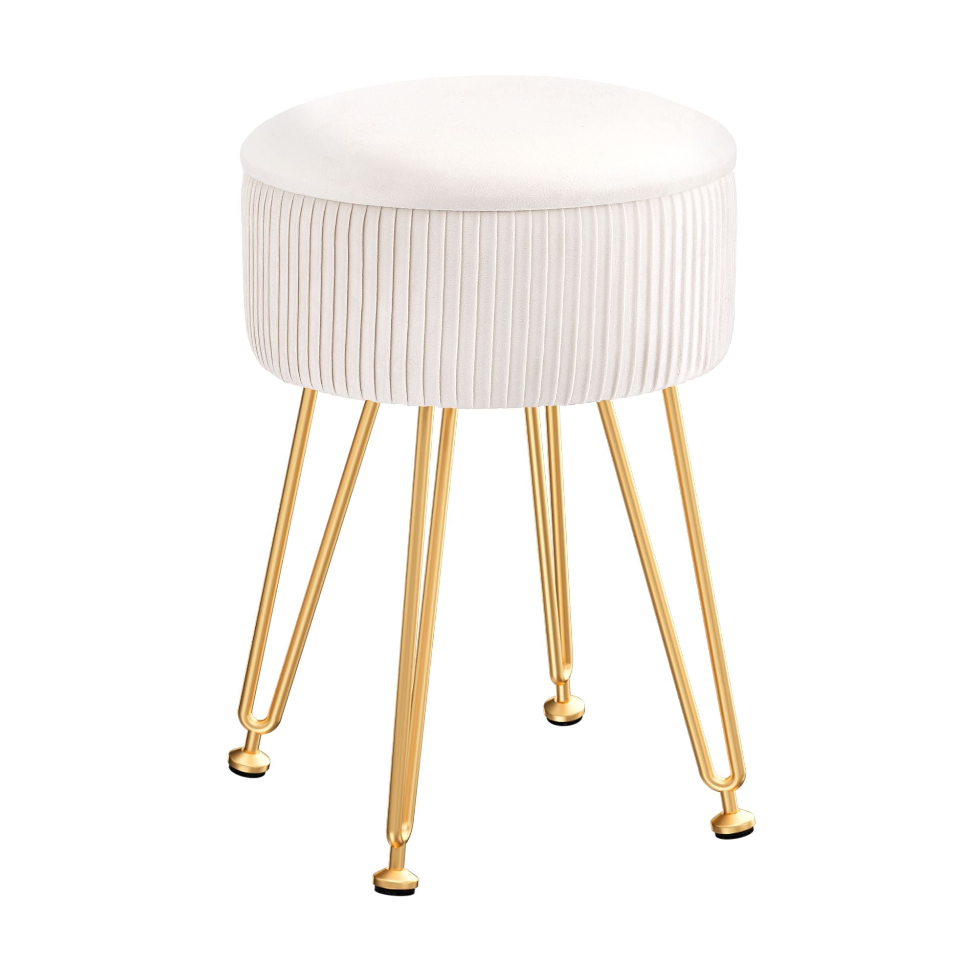 Ottoman Storage Foot Stool Vanity Velvet Round White | Velvet finish