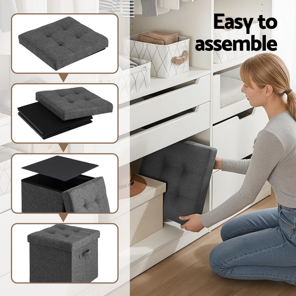 Foldable Foot Stool Ottoman 40x40x40cm