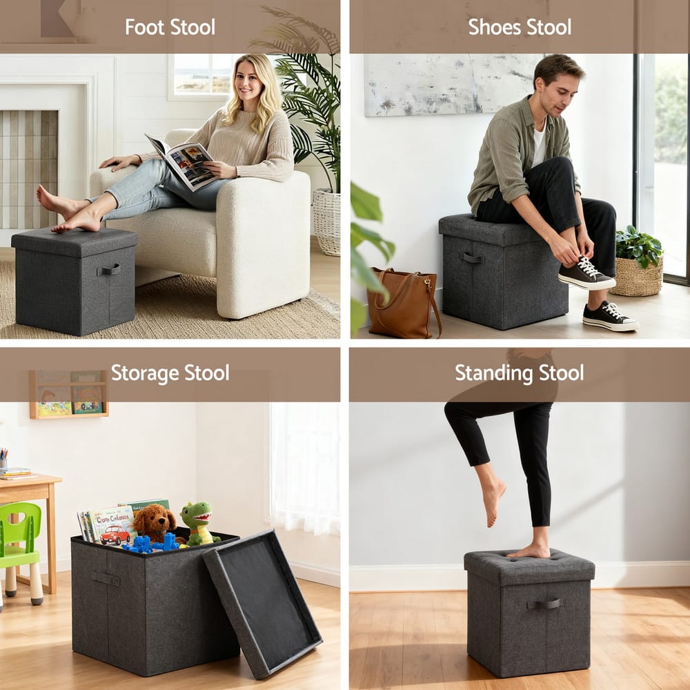 Foldable Foot Stool Ottoman 40x40x40cm