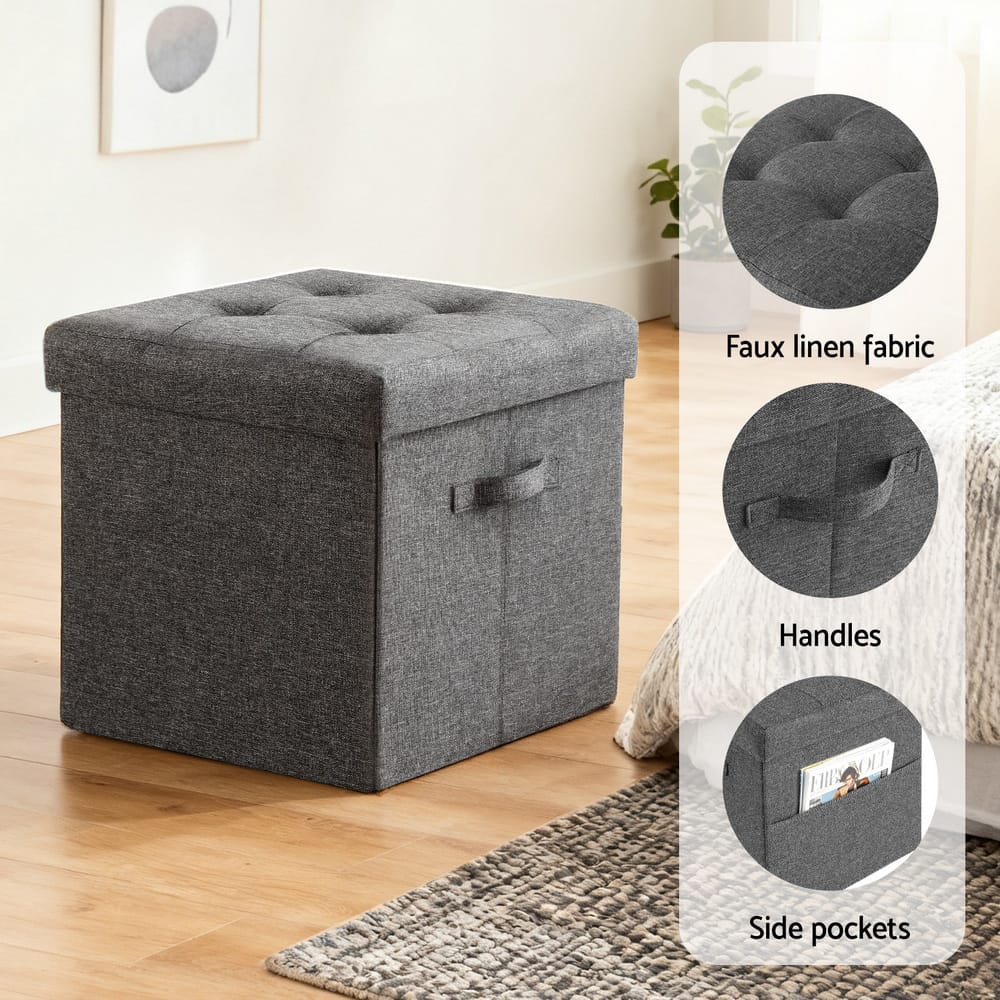 Foldable Foot Stool Ottoman 40x40x40cm
