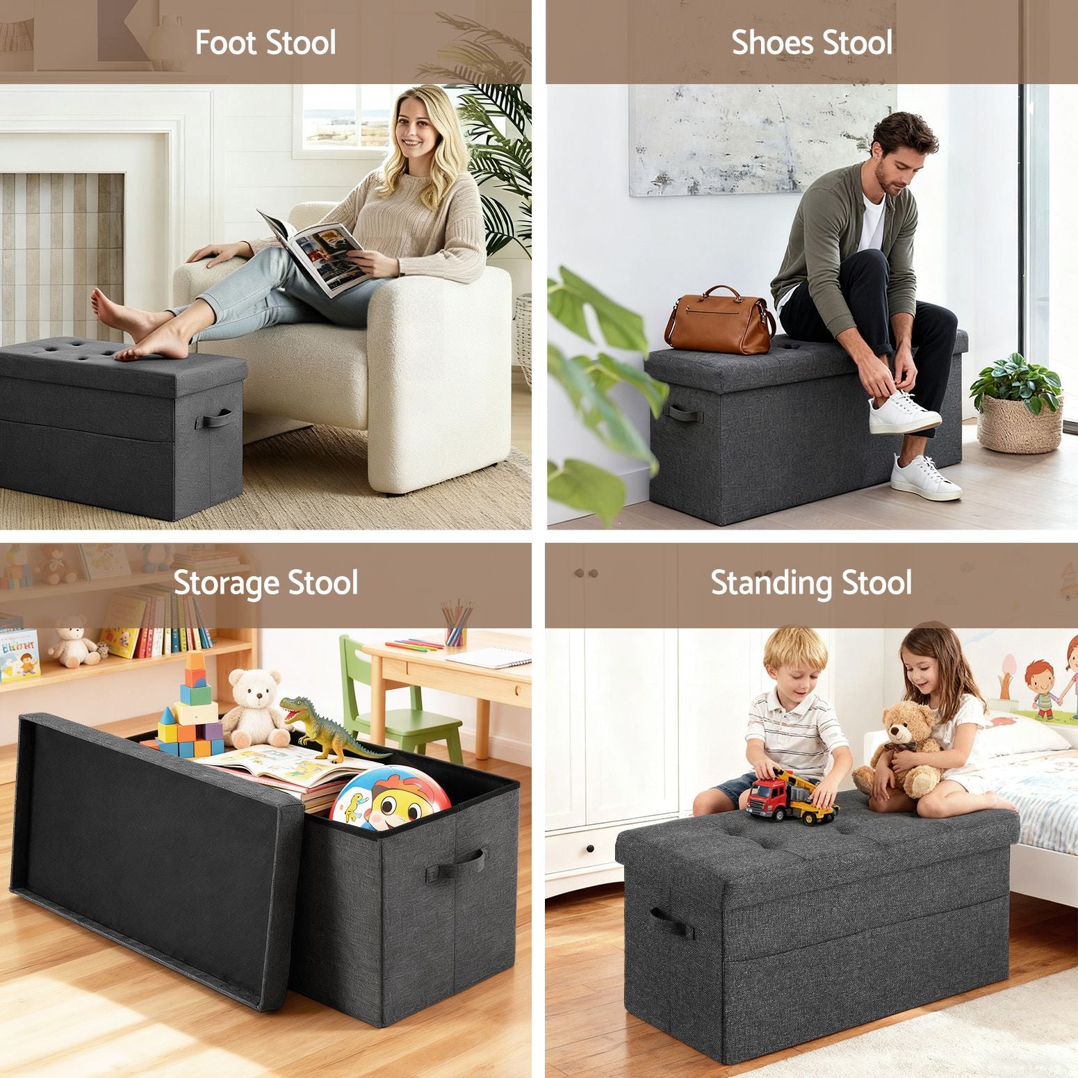 Modern Foldable Storage Ottoman Foot Stool Comfortable Home Seating | Ottomans & Footstools - photo 6
