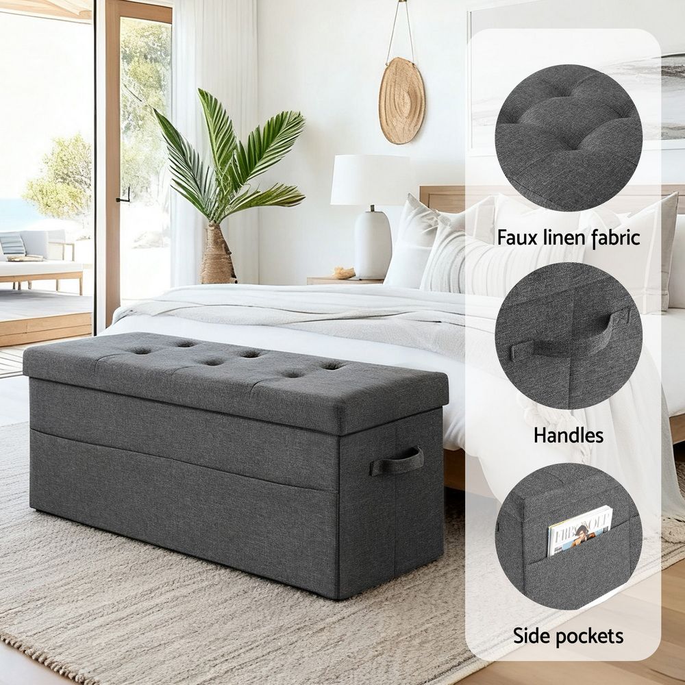 Modern Foldable Storage Ottoman Foot Stool Comfortable Home Seating, Ottomans & Footstools - photo 7