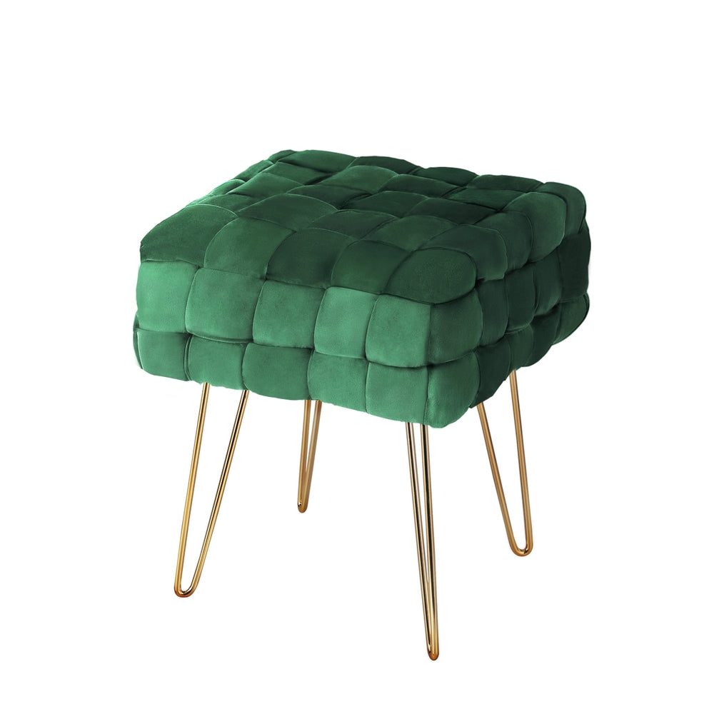 Green colour - Elegant Green Woven Velvet Artiss Ottoman Foot Stool