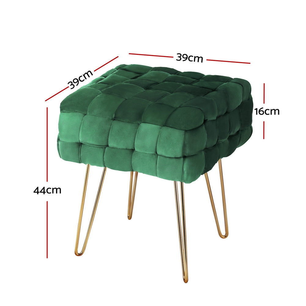 Elegant Green Woven Velvet Artiss Ottoman Foot Stool | Velvet finish