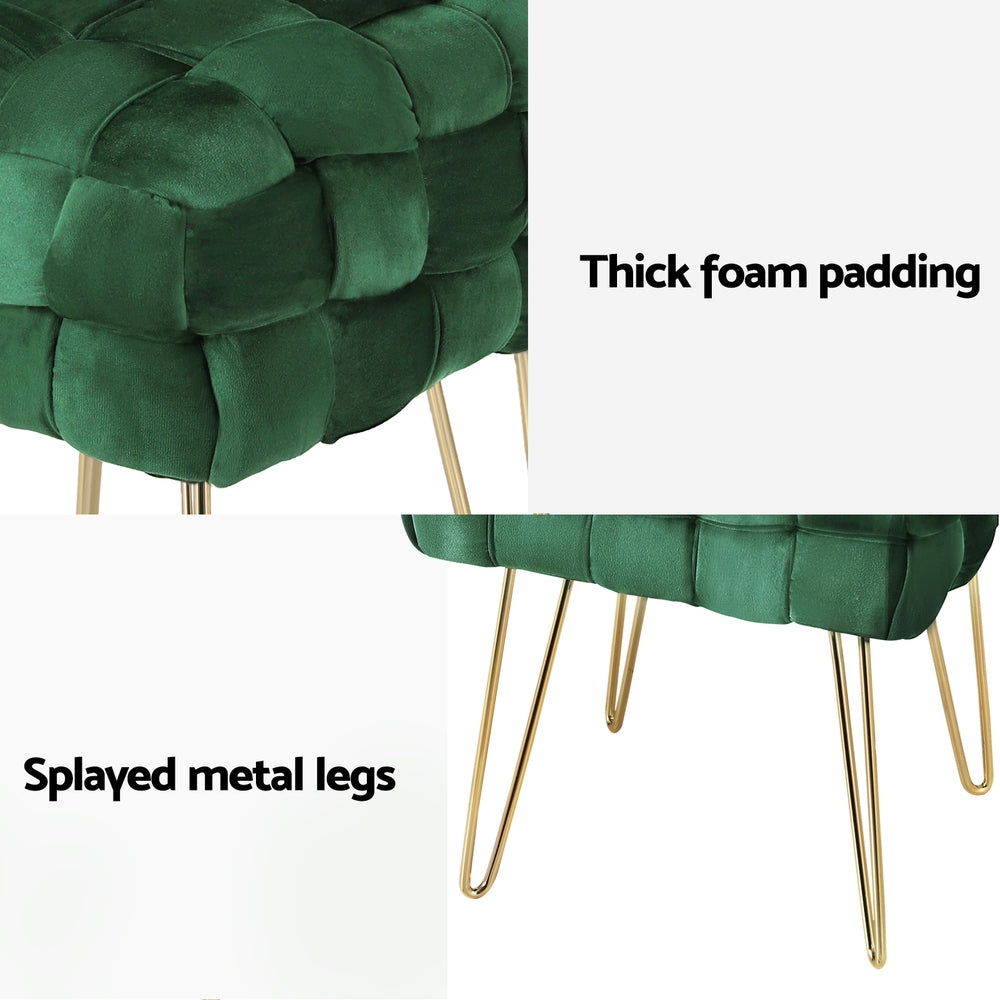 Elegant Green Woven Velvet Artiss Ottoman Foot Stool | Ottomans & Footstools