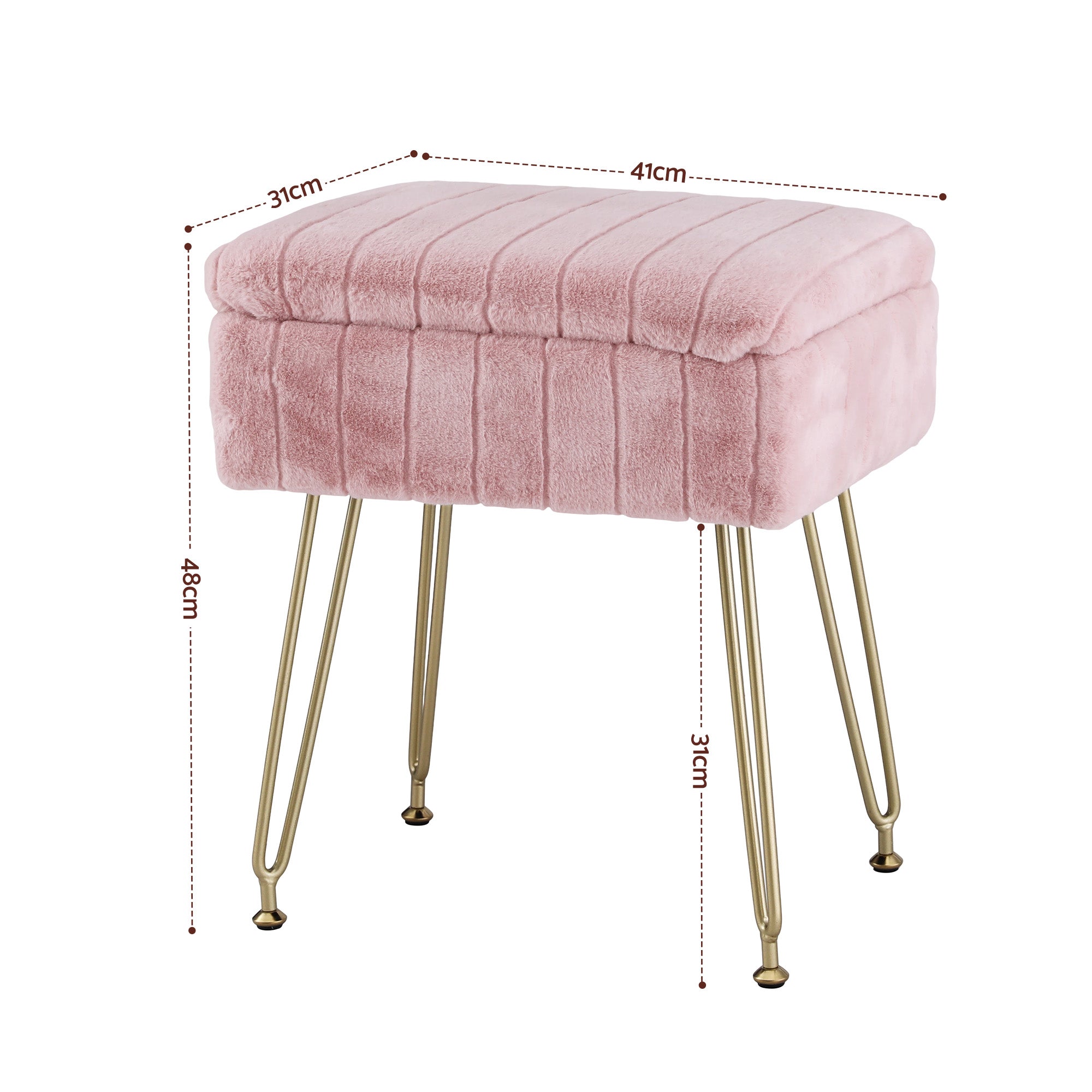 Pink Storage Ottoman Faux Fur Foot Stool | Simpledeals
