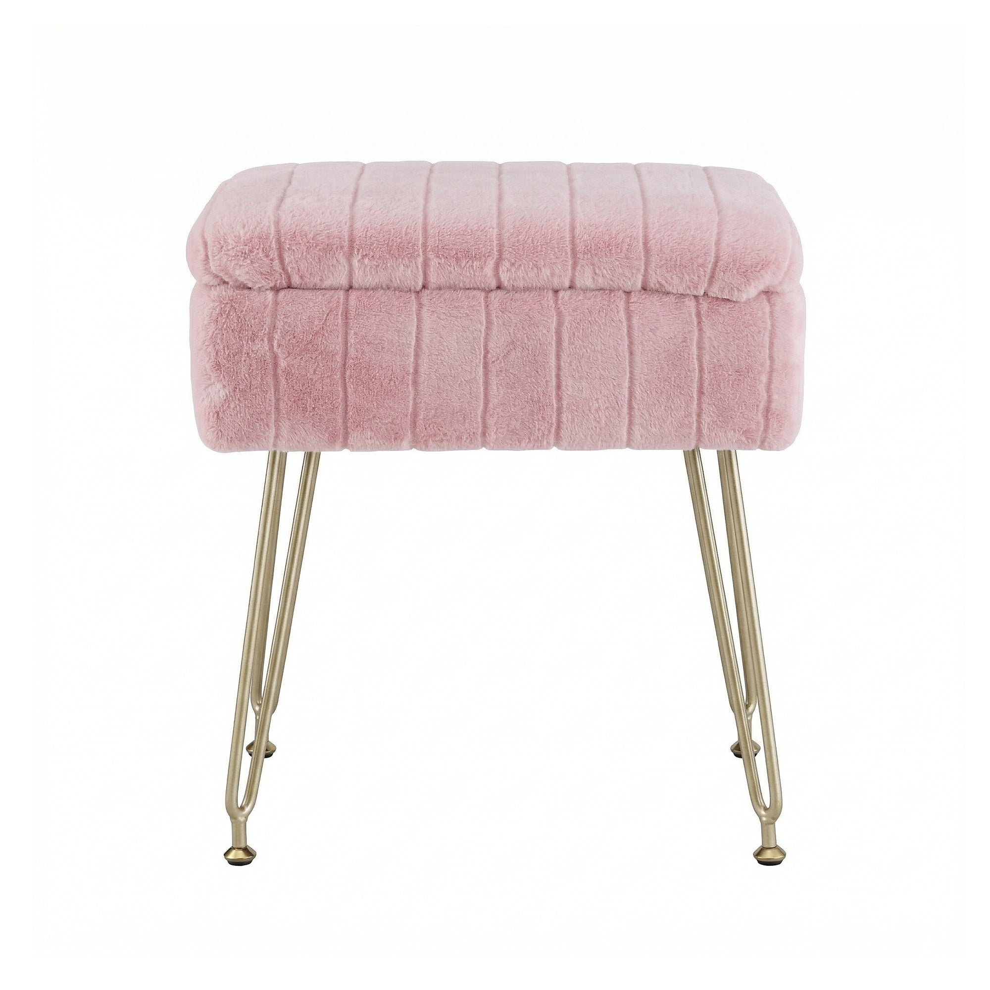 Pink Storage Ottoman Faux Fur Foot Stool | Simpledeals