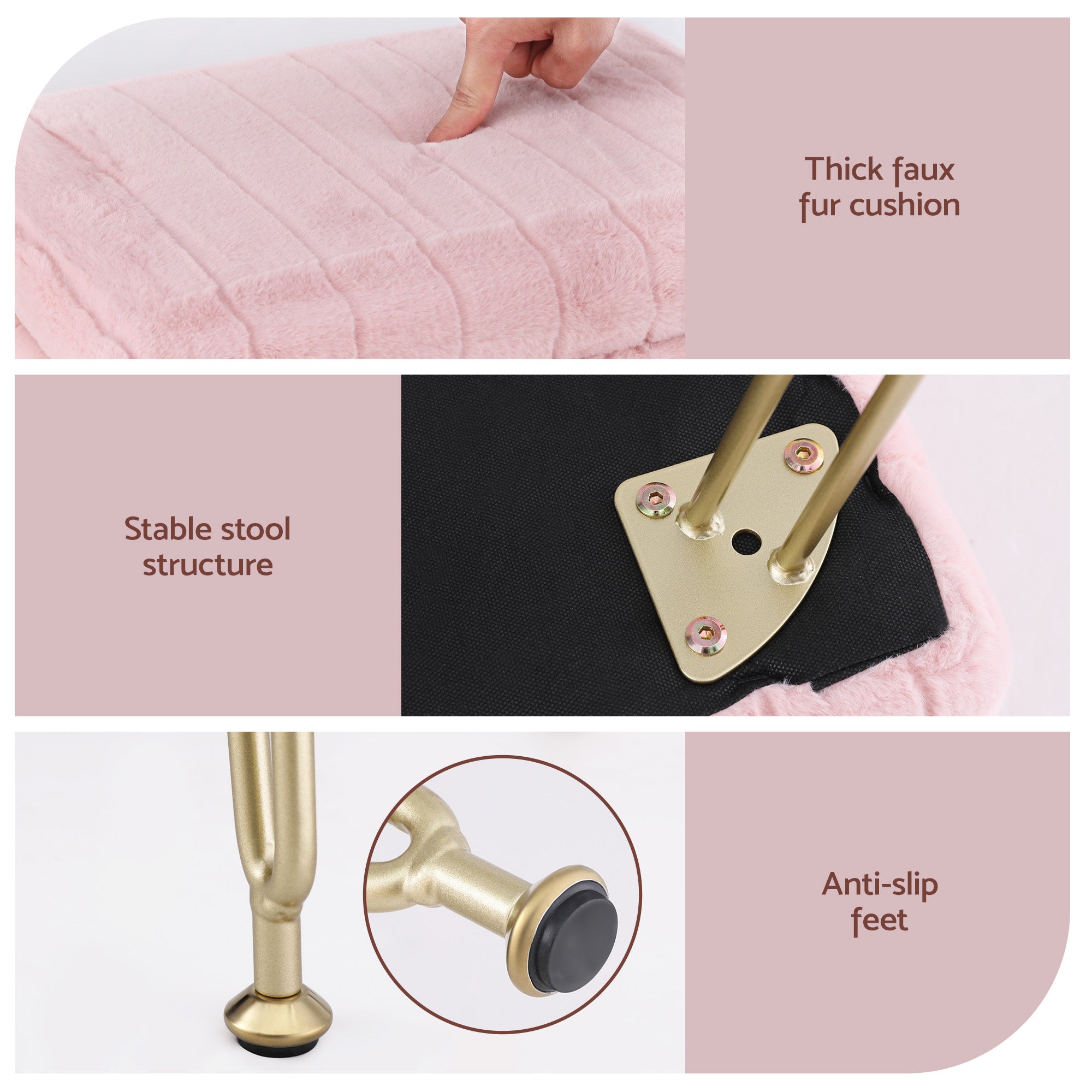 Pink Storage Ottoman Faux Fur Foot Stool | Simpledeals