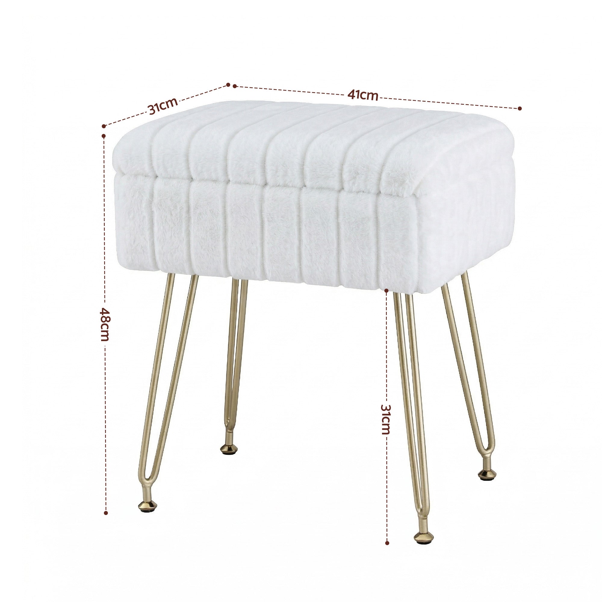 Storage Ottoman Foot Stool White Vanity Seat | Simpledeals