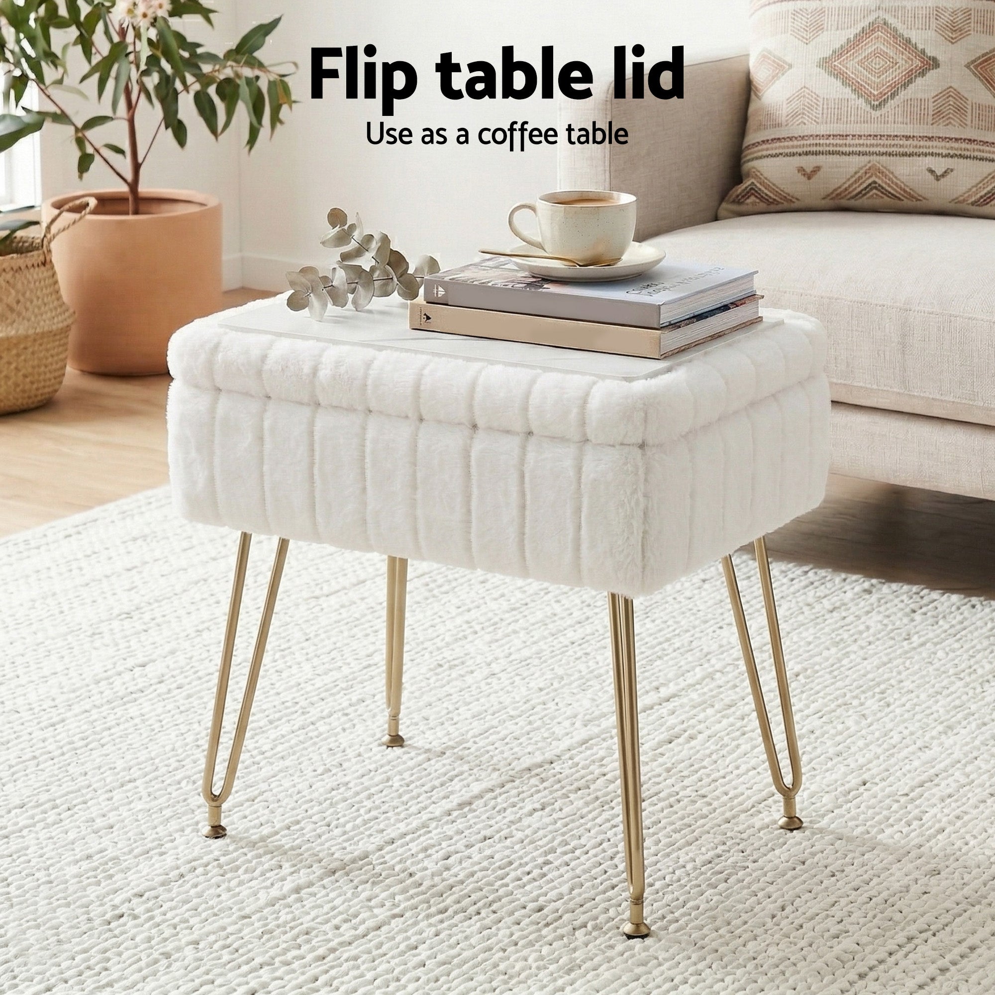 Storage Ottoman Foot Stool White Vanity Seat | Simpledeals