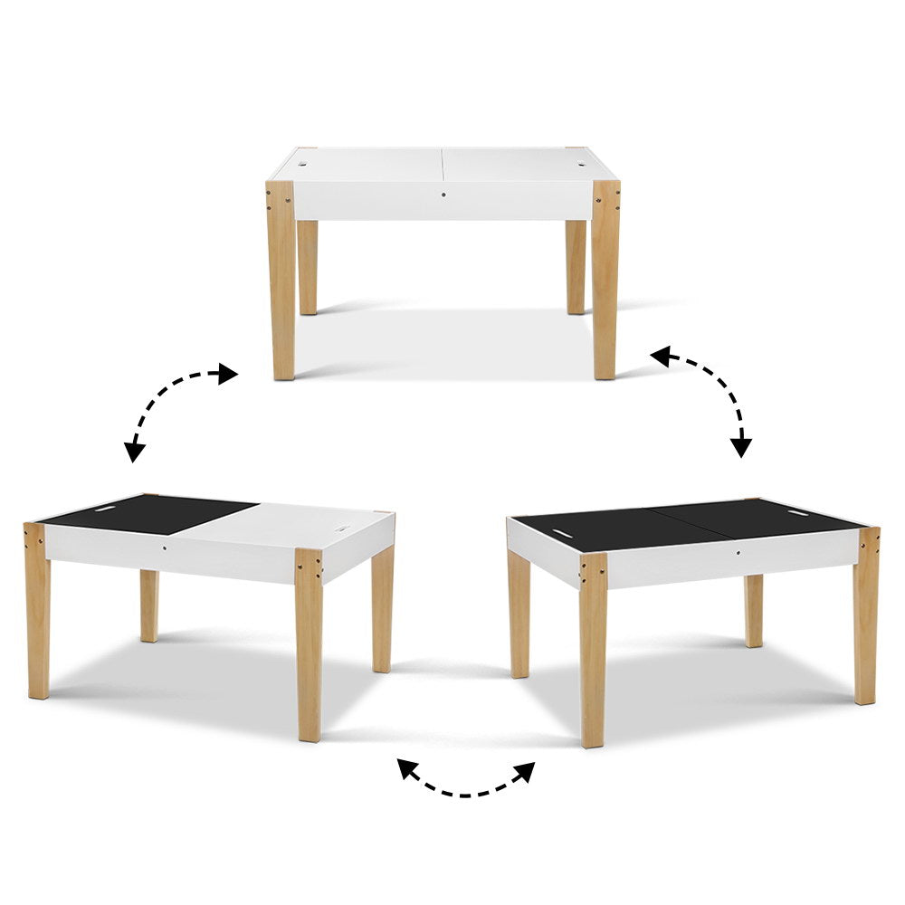 3Pcs Kids Table And Chairs Set Storage Toys Play Activity Desk Chalkboard