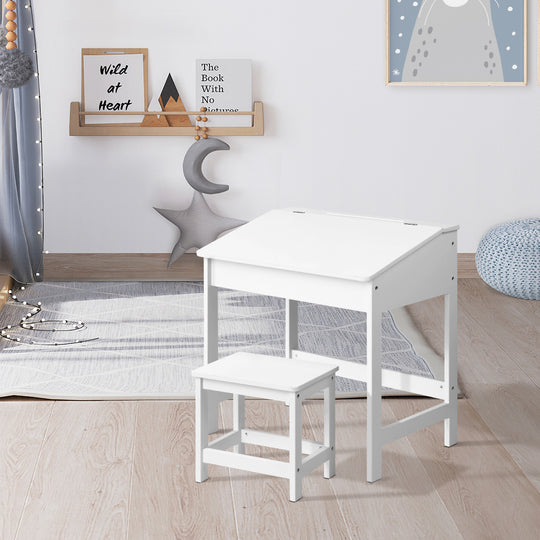 2Pcs Kids Table And Chairs Set Activity Children Playing Toys Study Desk - Artiss Lift Top Stool