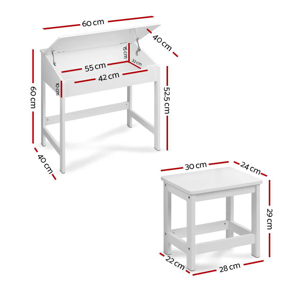 2Pcs Kids Table And Chairs Set Activity Children Playing Toys Study Desk