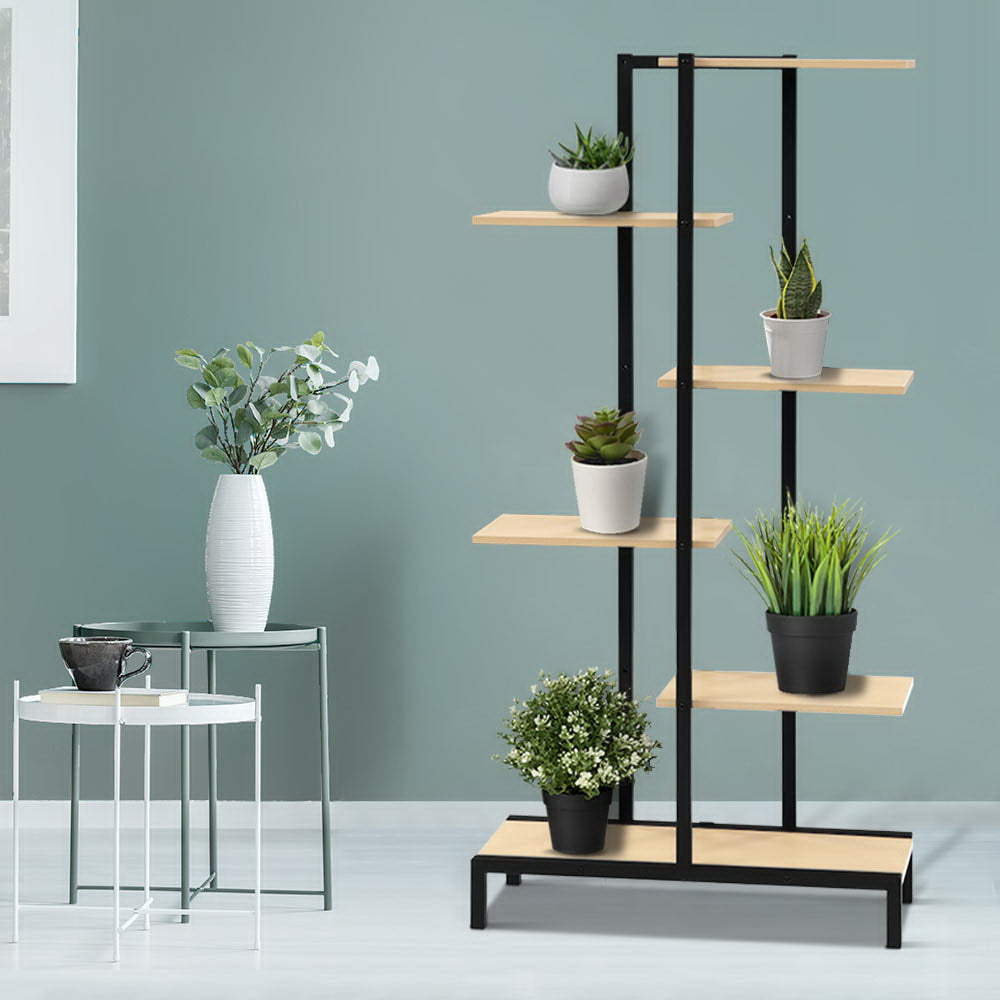 6 Tier Metal Plant Stand Zigzag Flower Pot Shelf Organizer