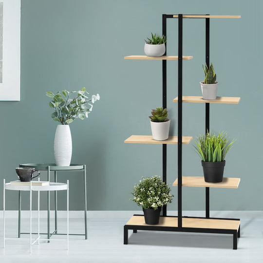 Multi-tier Indoor Outdoor Metal Wooden Plant Stand Garden