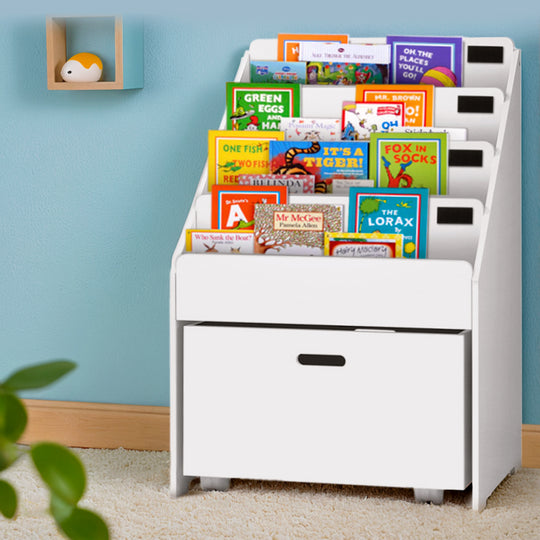 4 Tiers Kids Bookshelf Storage Organiser Children Bookcase