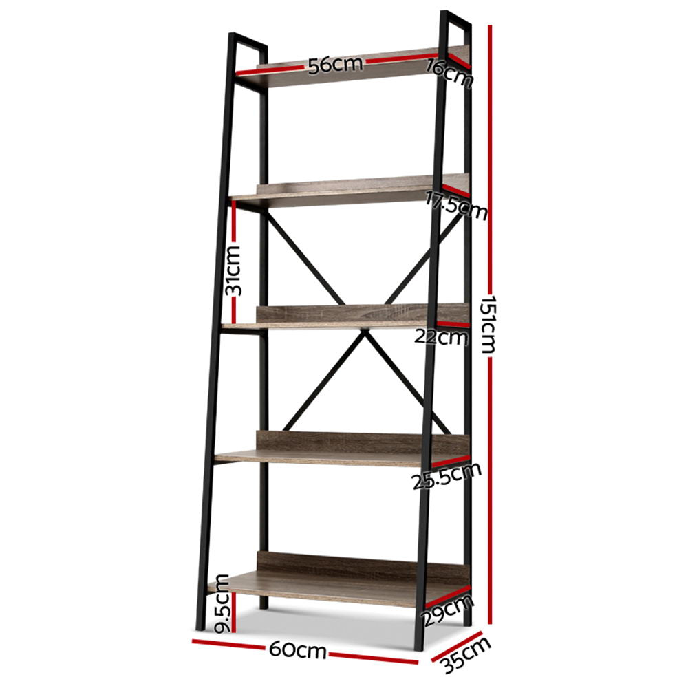 Bookcases & Shelves - Bookshelf 5 Tiers - Nor Black And Oak