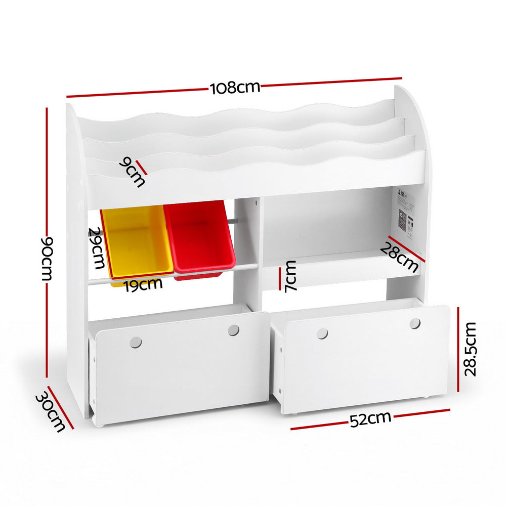 3 Tiers Kids Bookshelf Storage Children Bookcase Toy Box Organiser