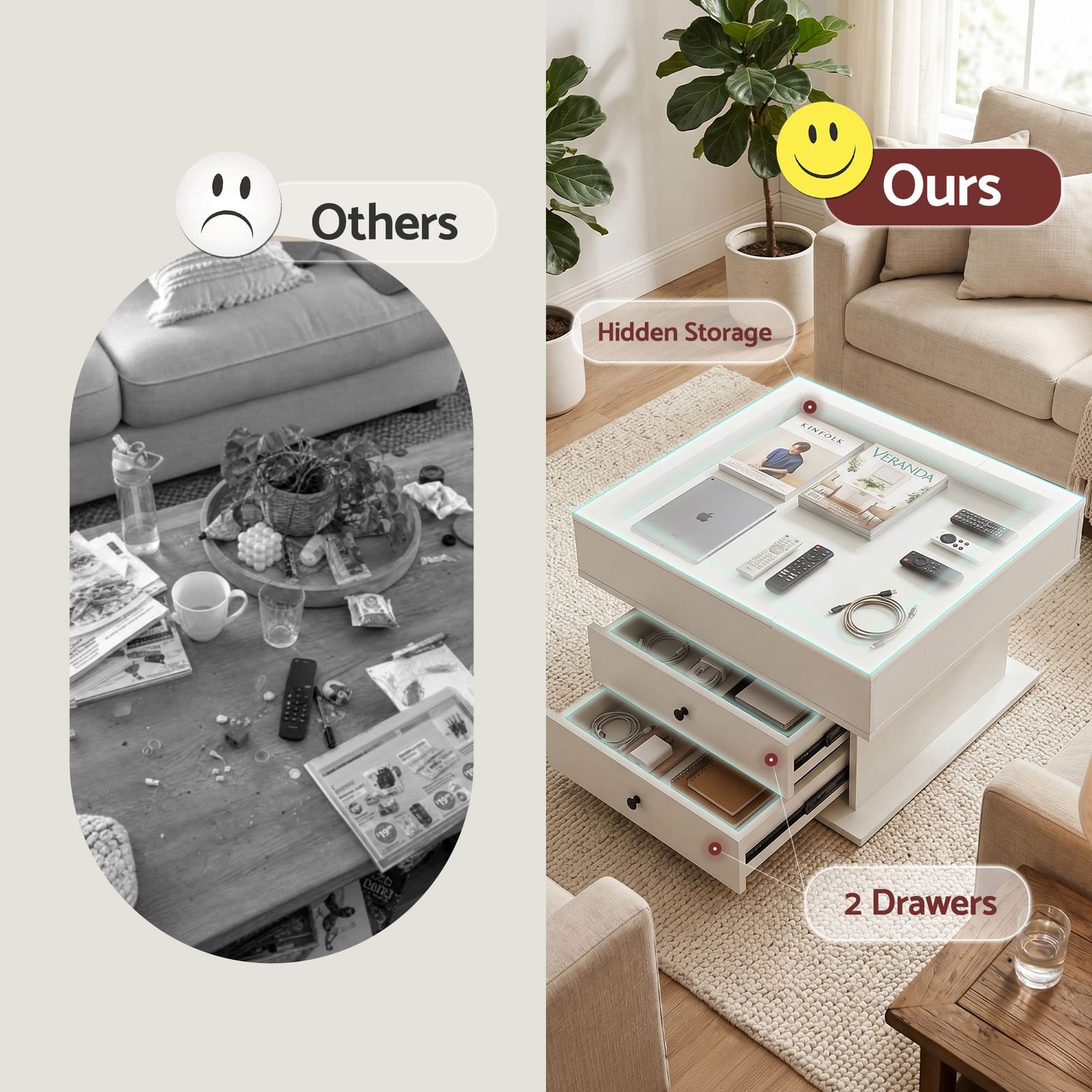Lift Top Coffee Table Hidden Storage White | Simpledeals