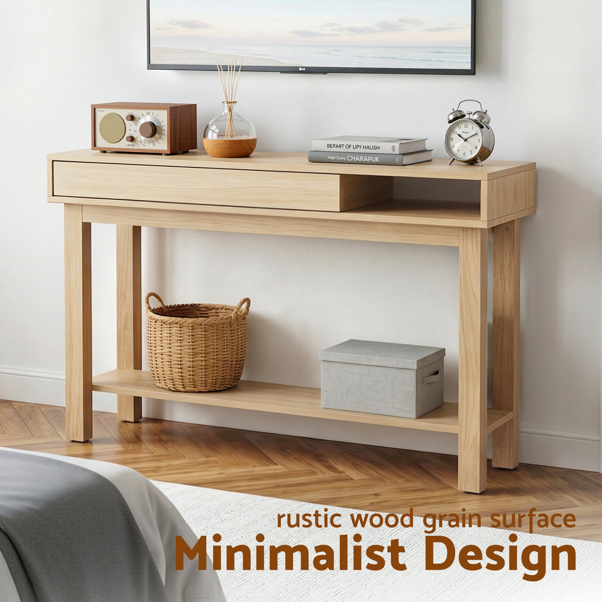 Console Table Hallway Drawer Shelf 100cm Pine | Simpledeals