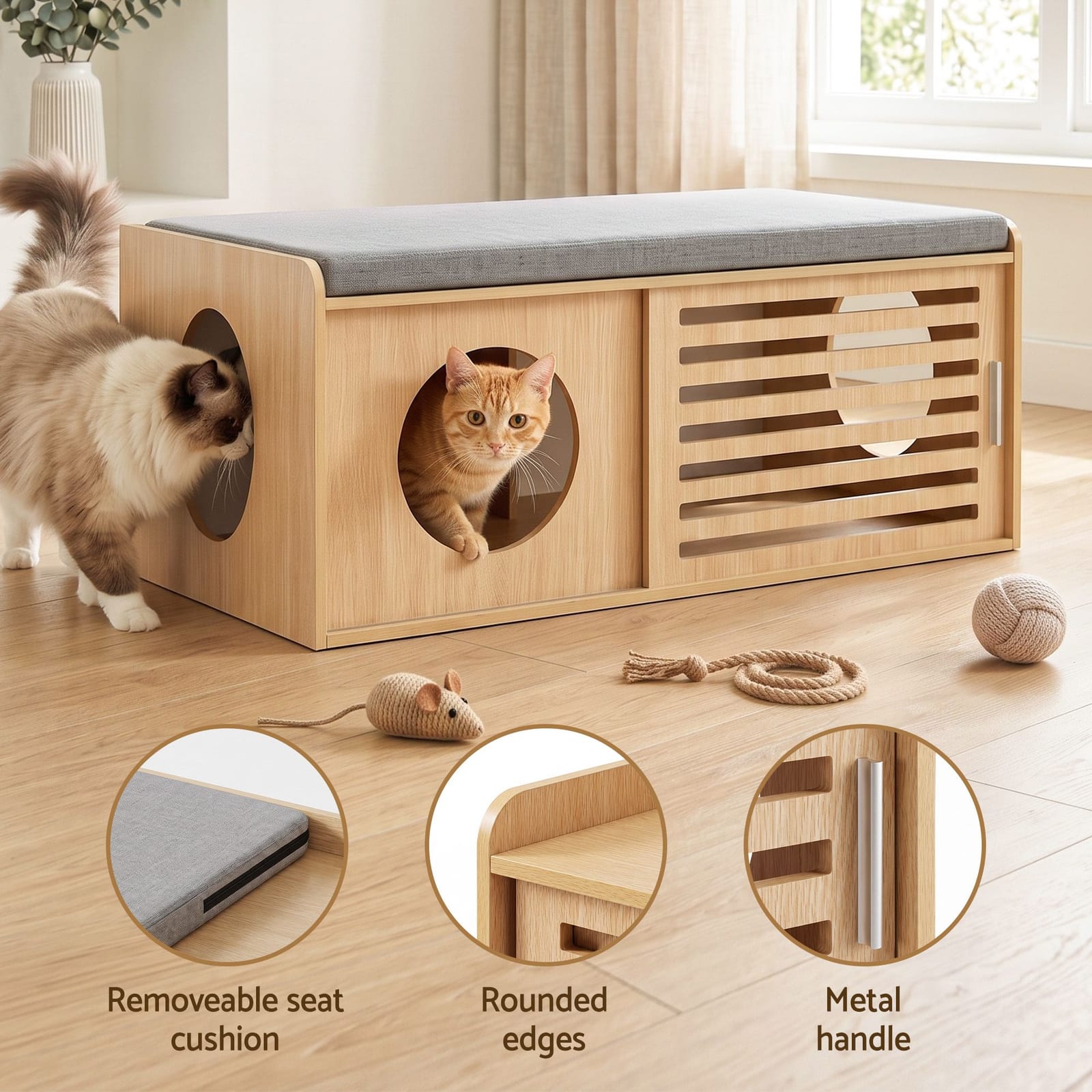 Pet Ottoman Footrest Natural 96x50.5x41.5cm
