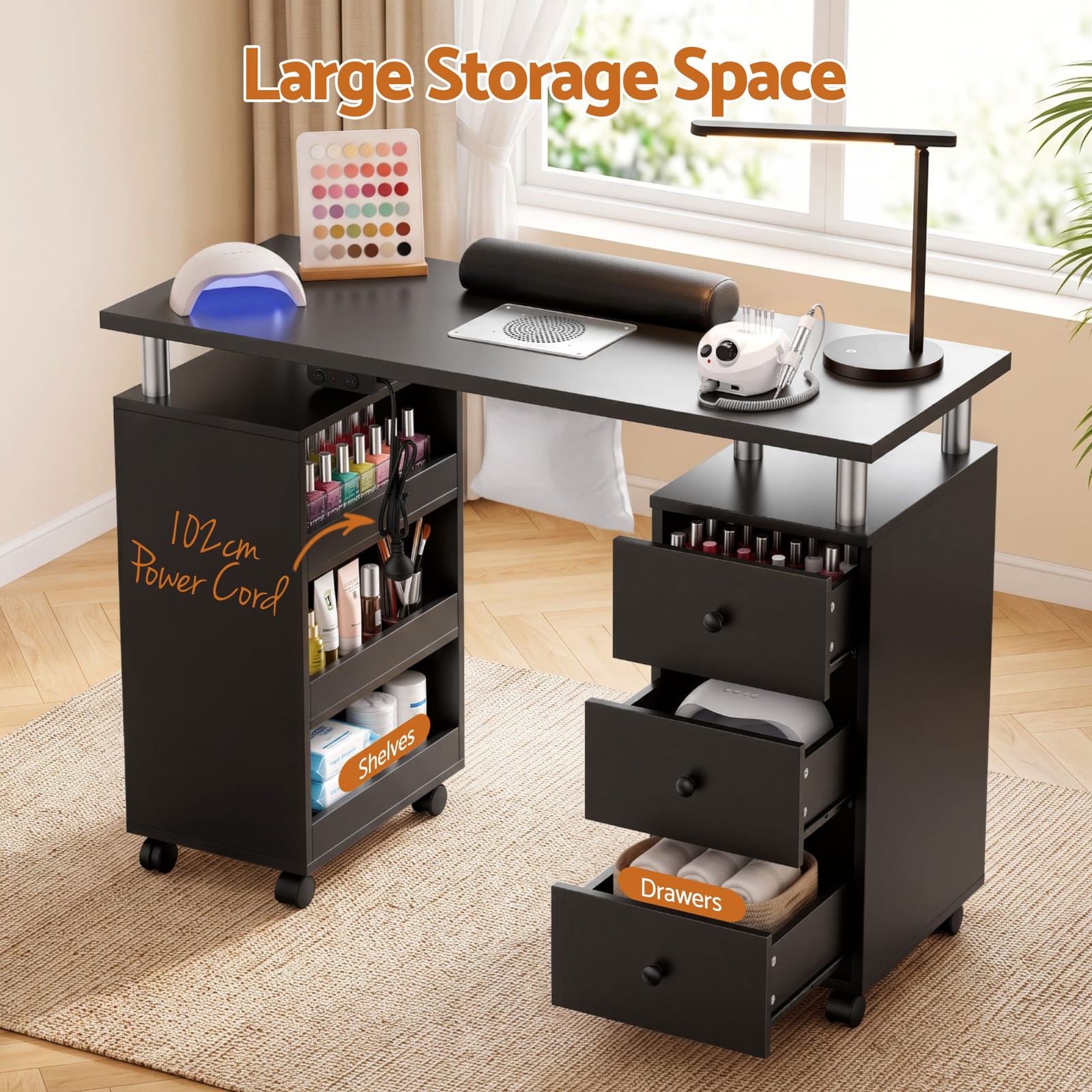 Manicure Table With Dust Collector 108x40x79cm