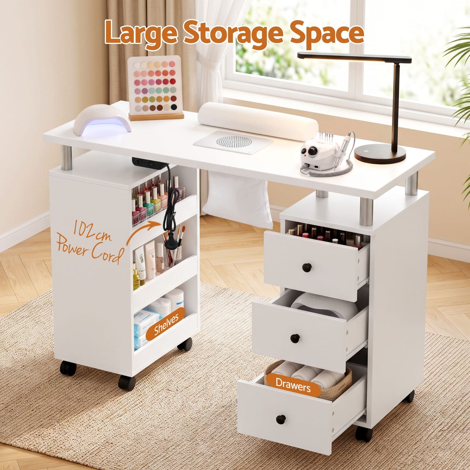 Nail Desk With Dust Collector 108x40x79cm