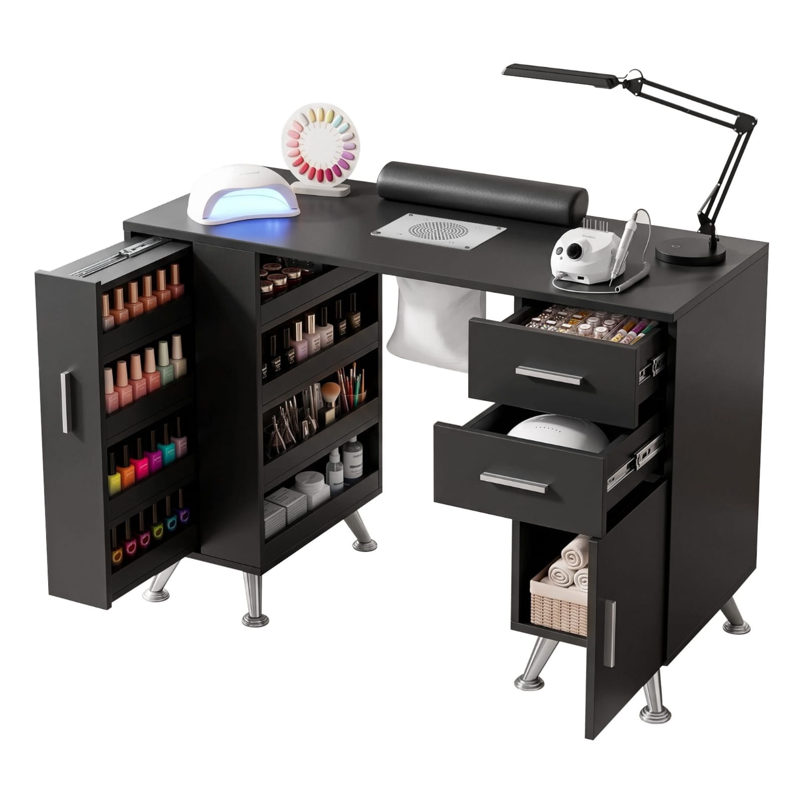 Nail Desk Table Black 108x45x77cm