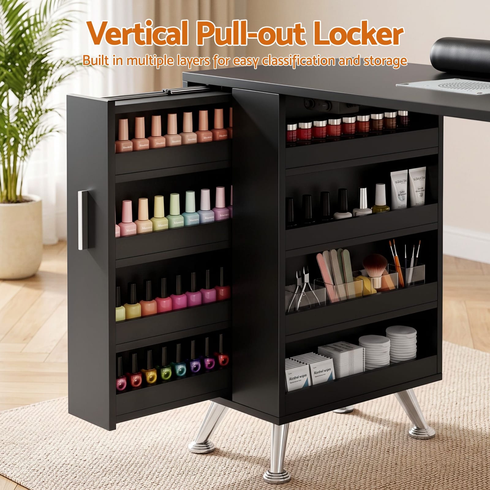 Nail Desk Table Black 108x45x77cm