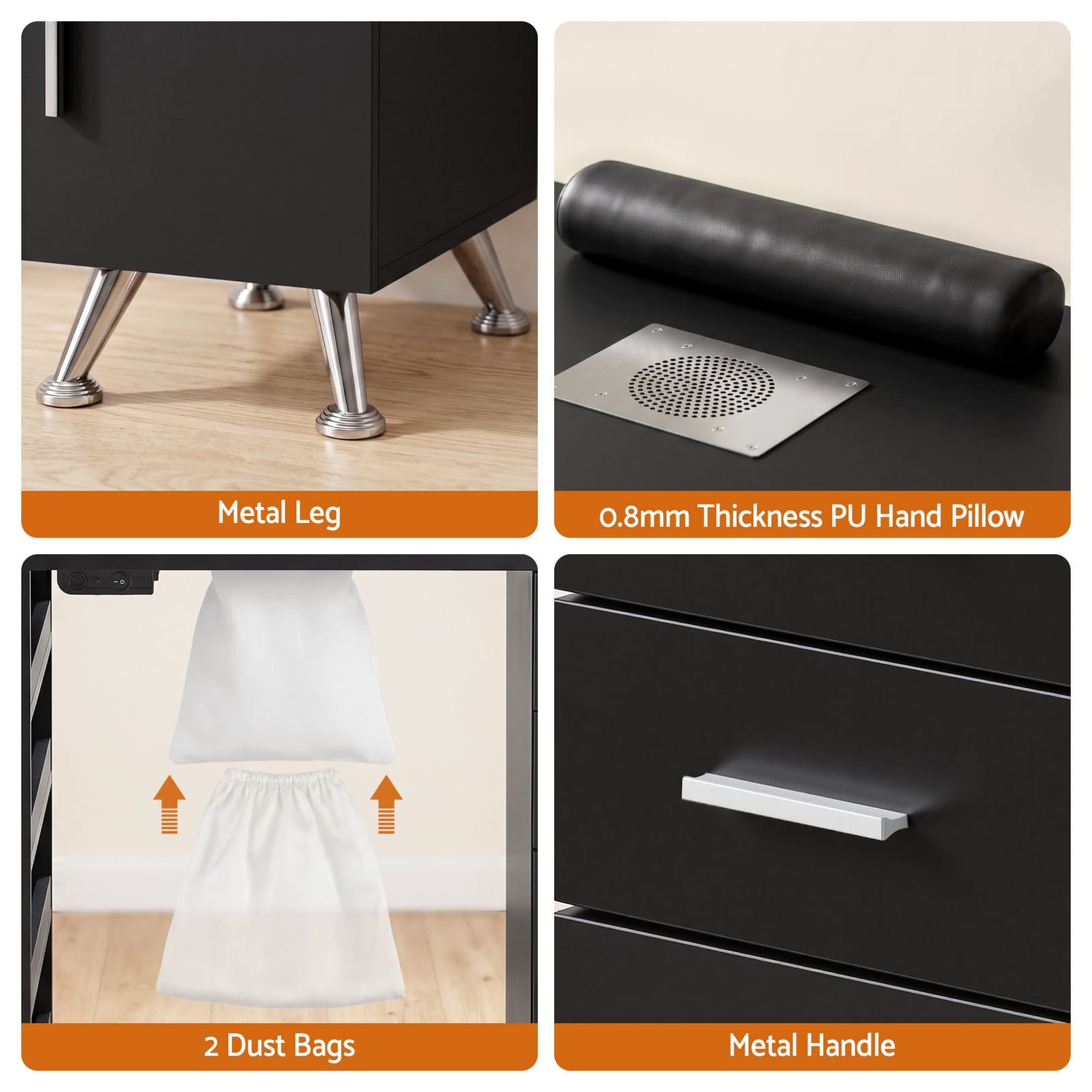 Nail Desk Table Black 108x45x77cm