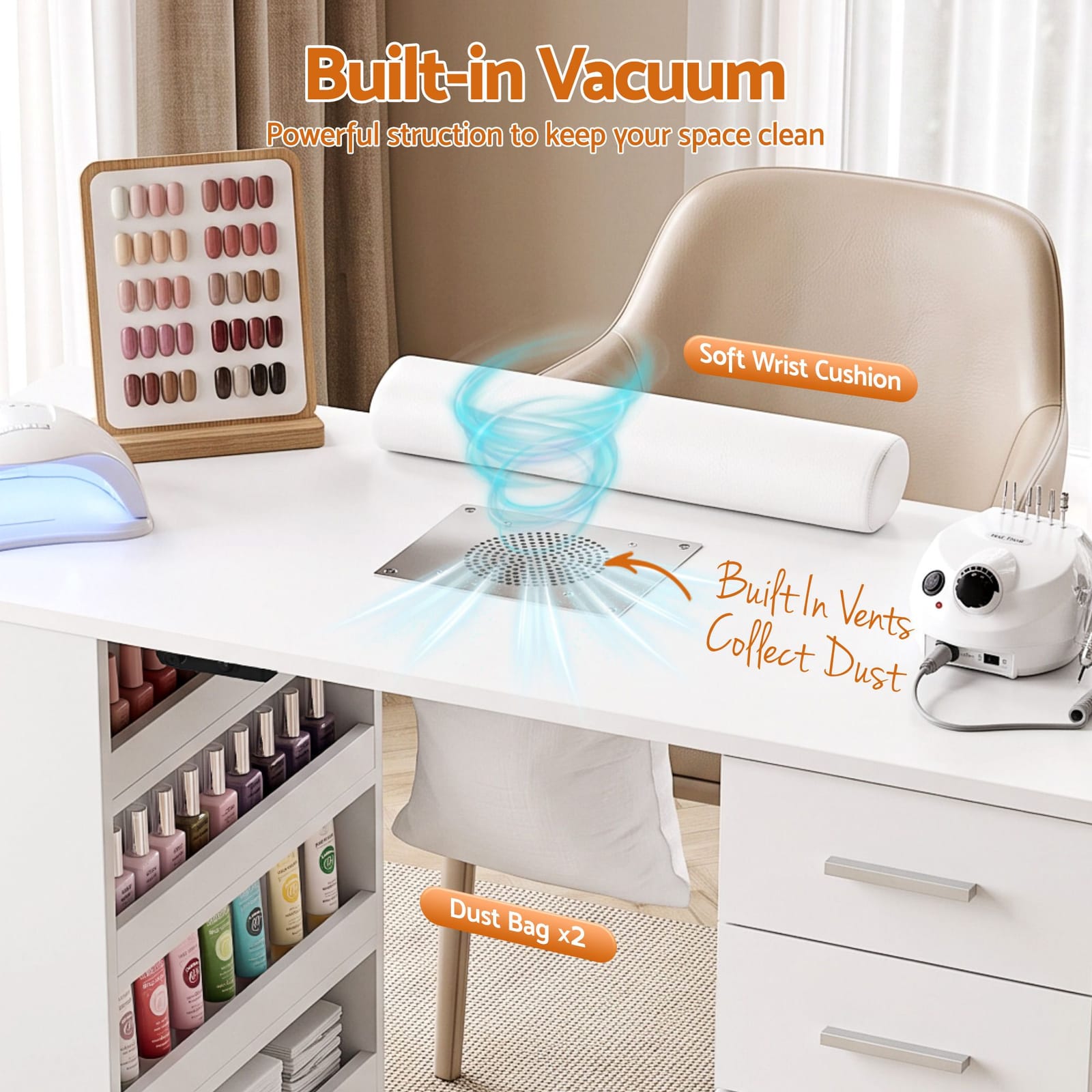 Nail Table With Dust Collector 108x45x77cm