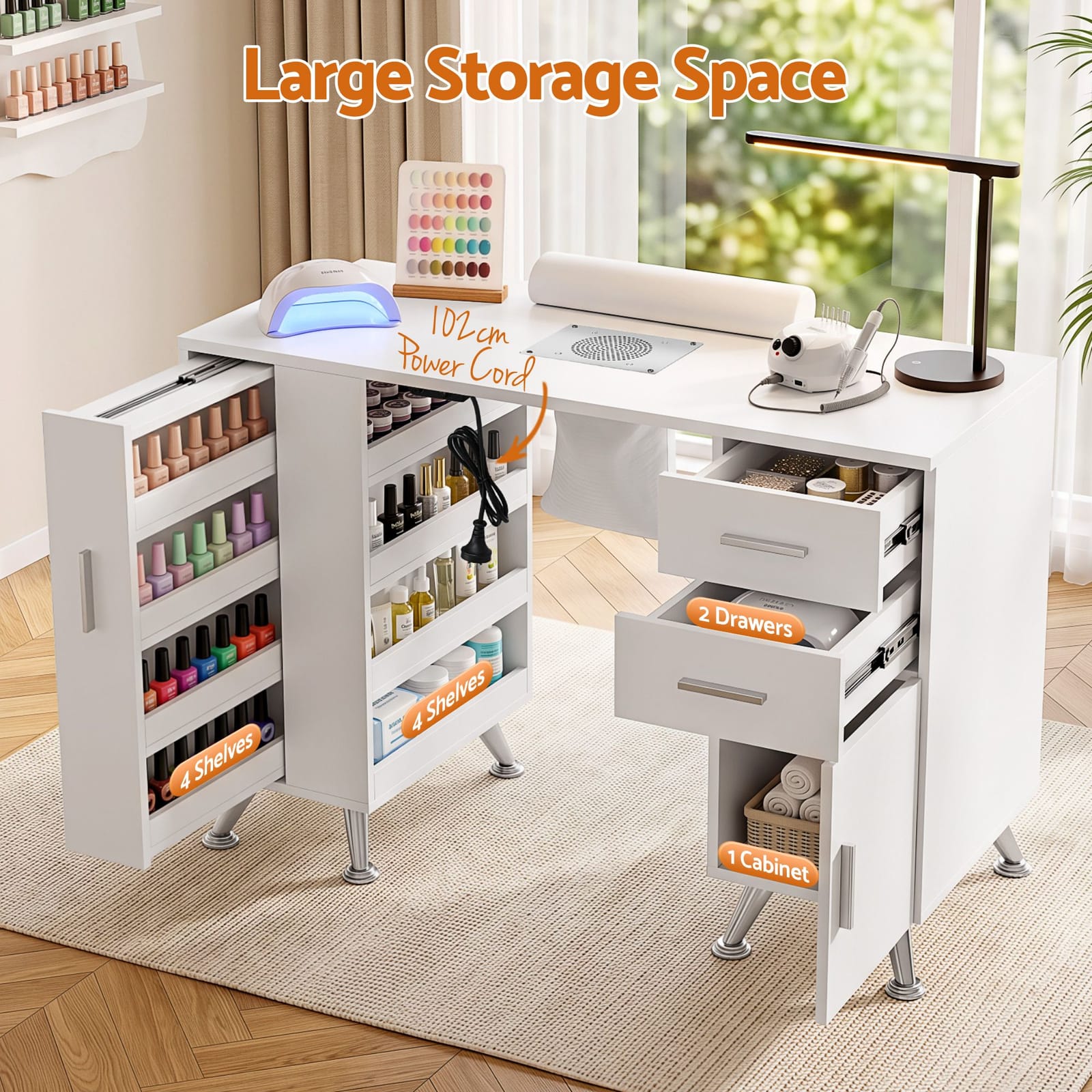 Nail Table With Dust Collector 108x45x77cm