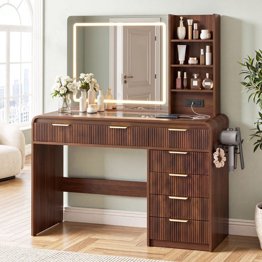 Dressing Table Vanity Walnut 120x39.5x143.5cm