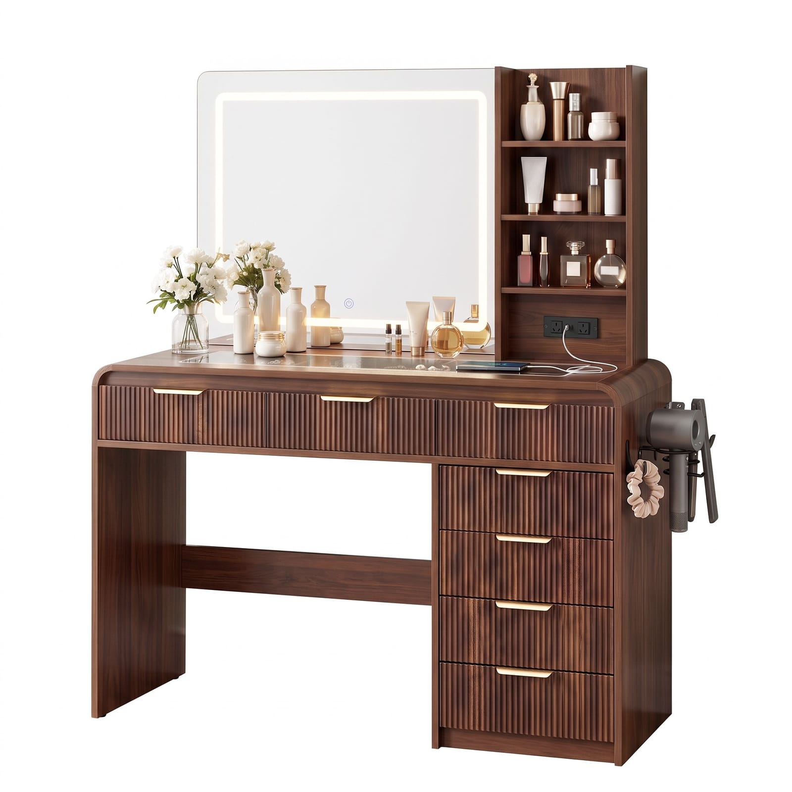 Dressing Table Vanity Walnut 120x39.5x143.5cm