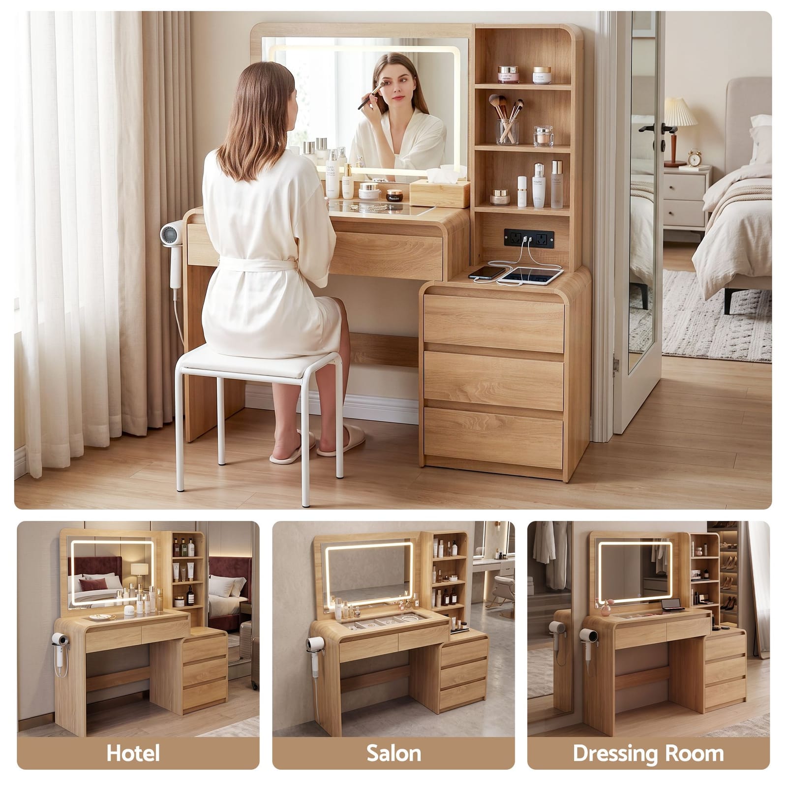 Dressing Table Vanity Desk 140x39.5x138cm