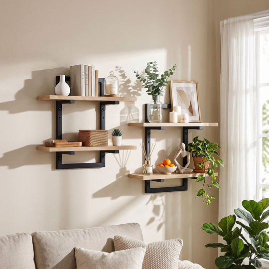 Floating Shelf 2-Tier Wood 36.5x13.5x40cm