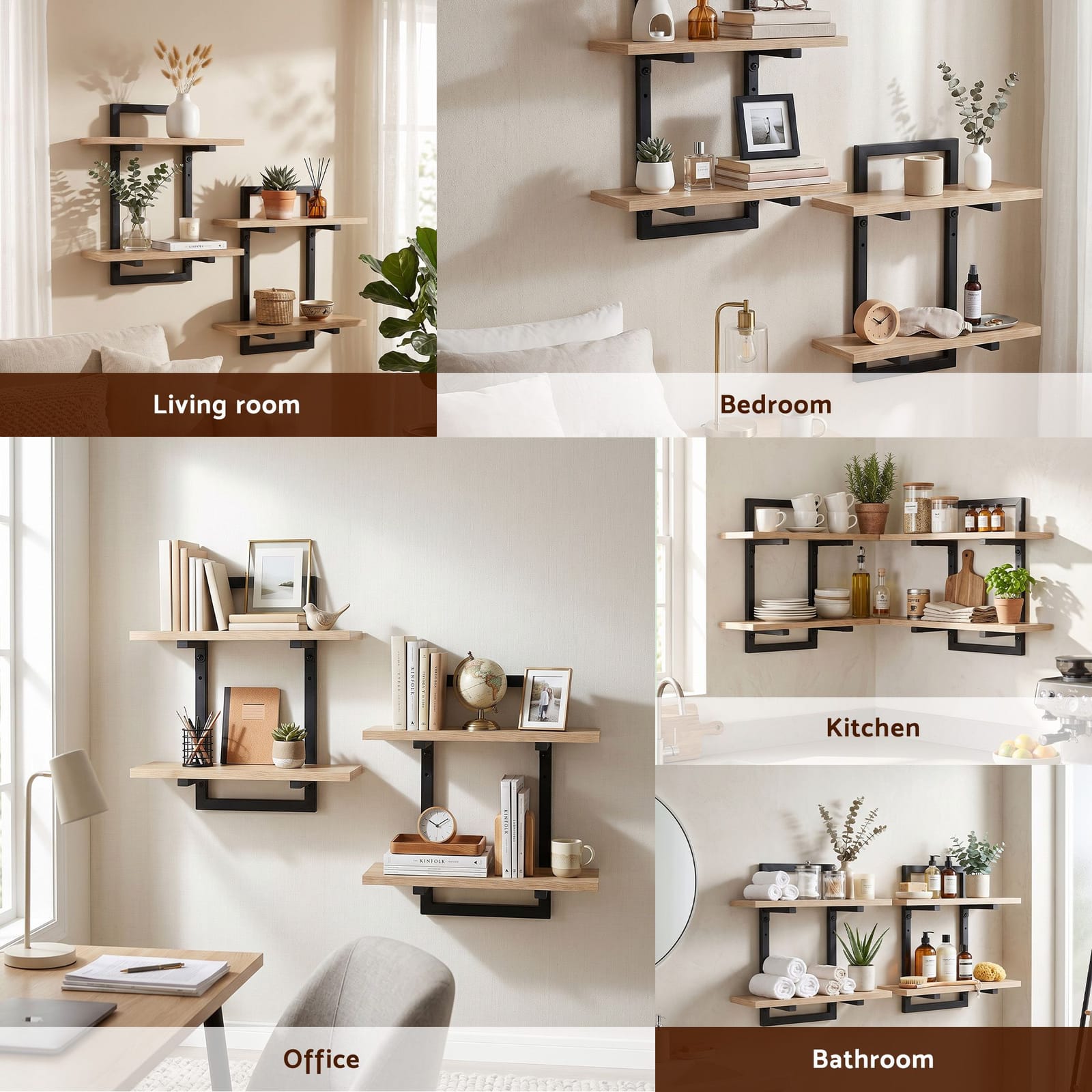 Floating Shelf 2-Tier Wood 36.5x13.5x40cm