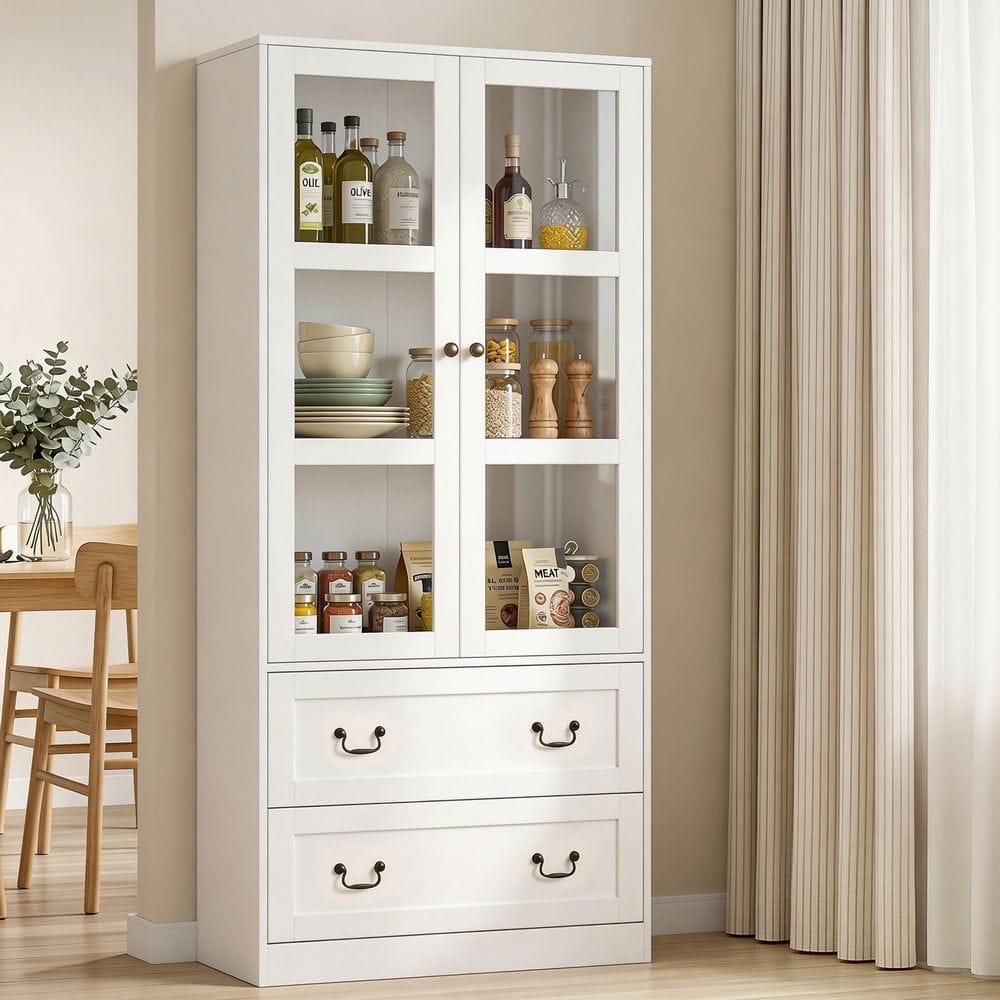 Buffet Sideboard White Hutch 80x40x180cm