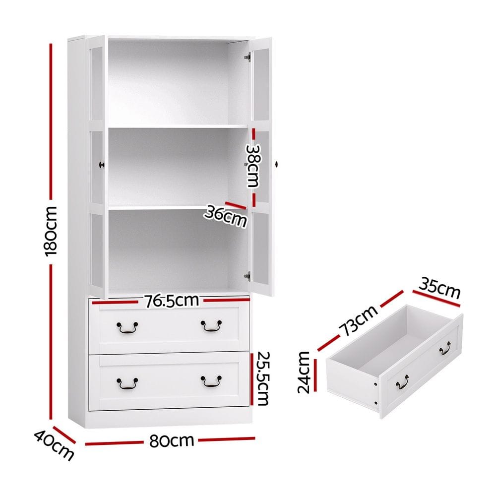 Buffet Sideboard White Hutch 80x40x180cm