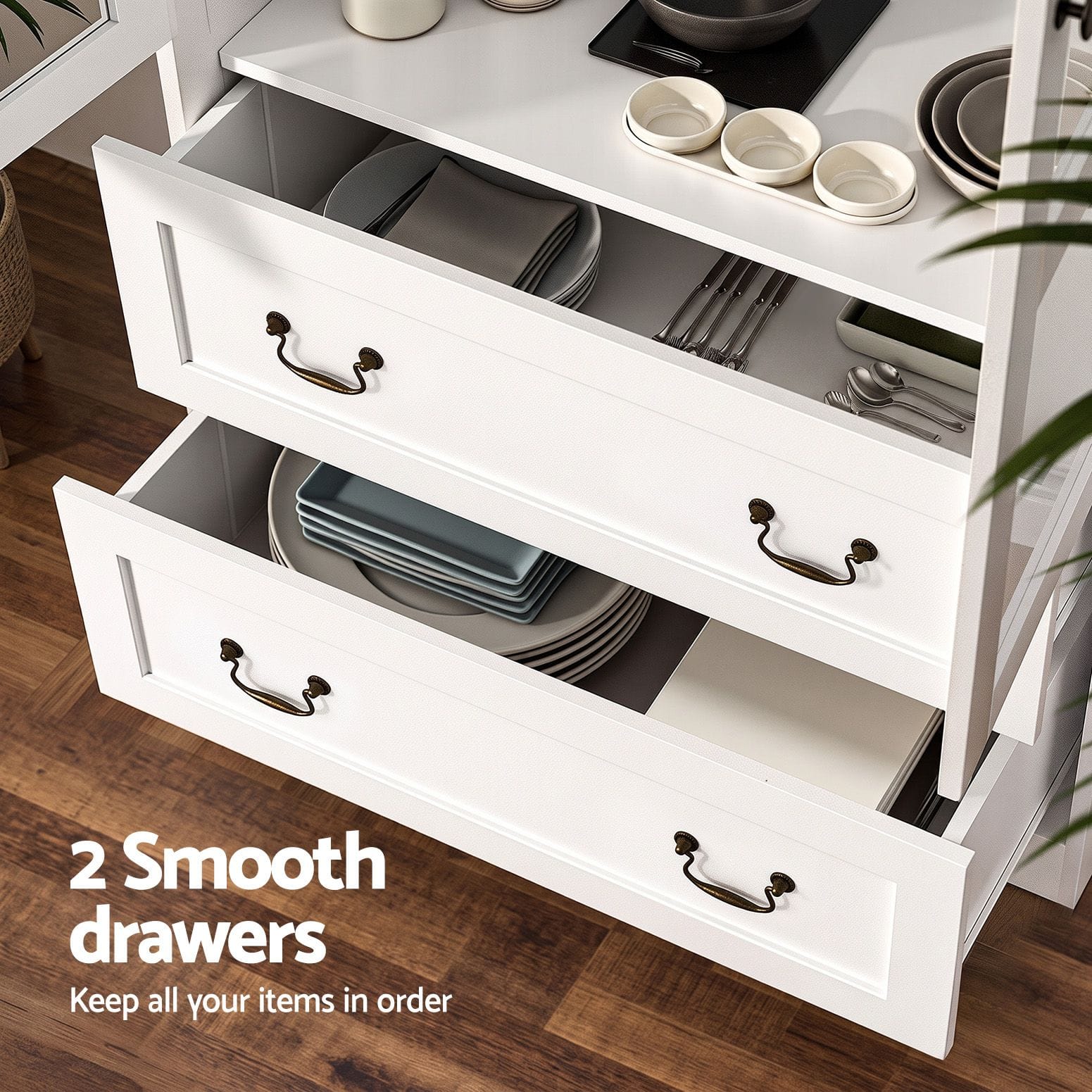 Buffet Sideboard White Hutch 80x40x180cm