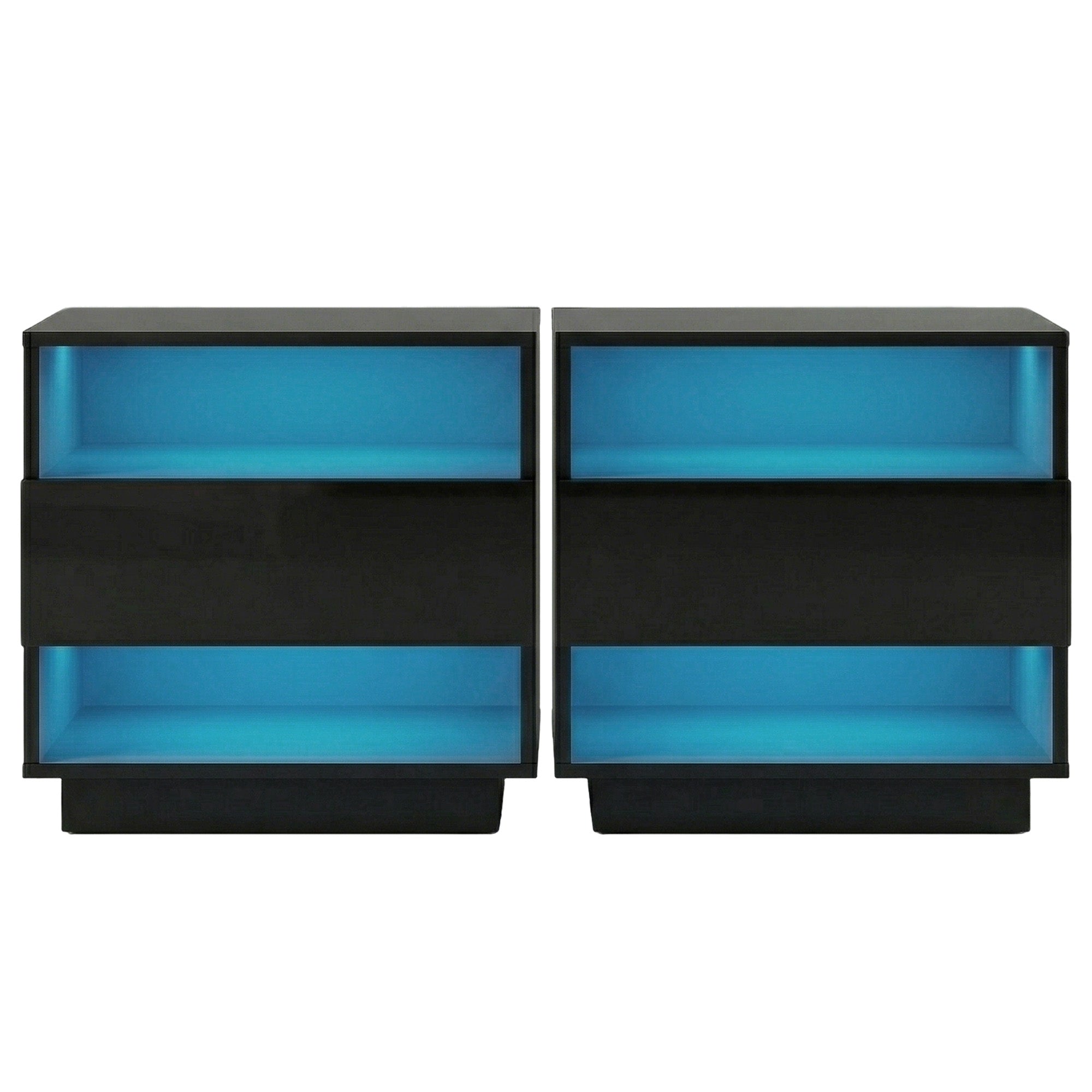 Artiss LED Bedside Tables 2 Shelves Black | Simpledeals