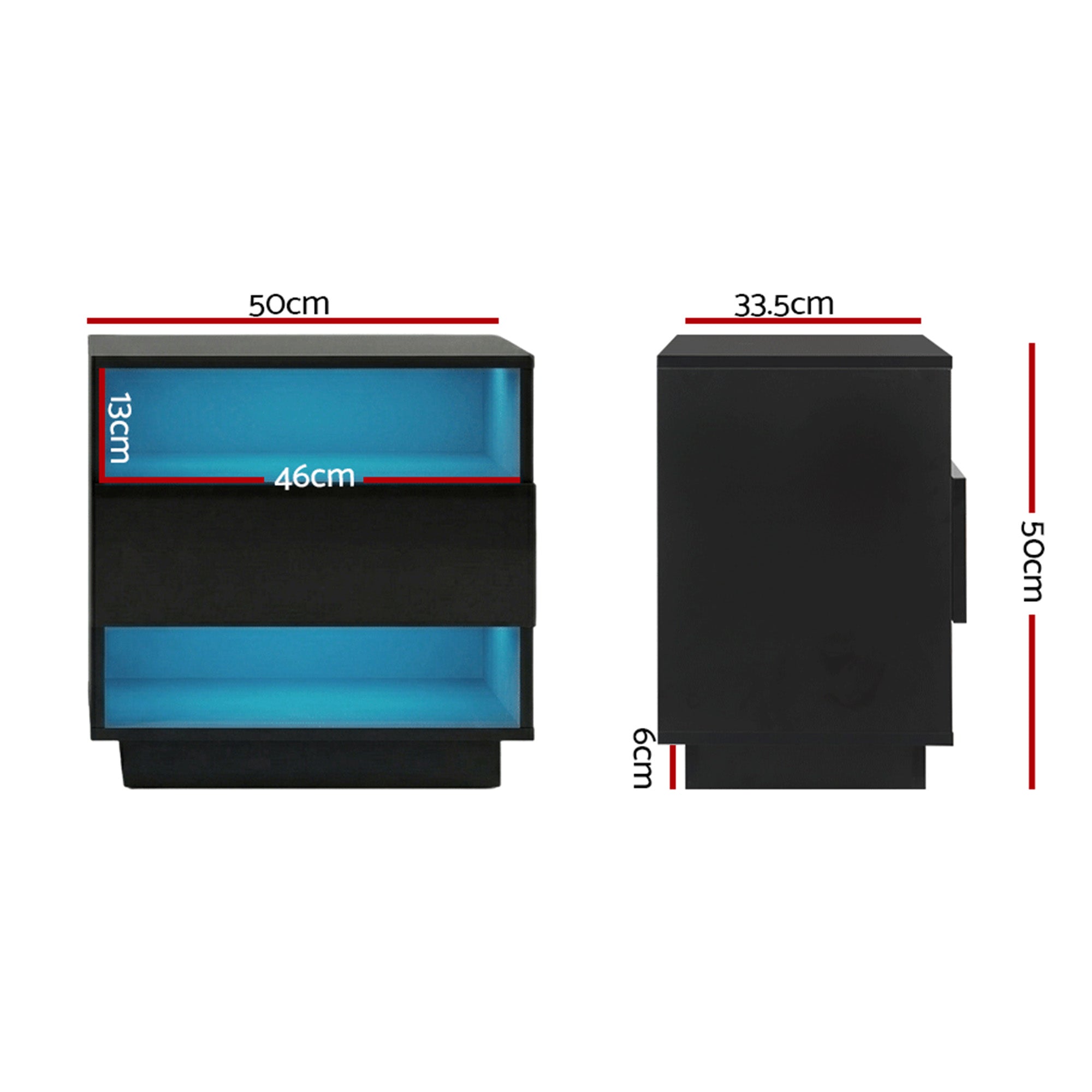 Artiss LED Bedside Tables 2 Shelves Black | Simpledeals